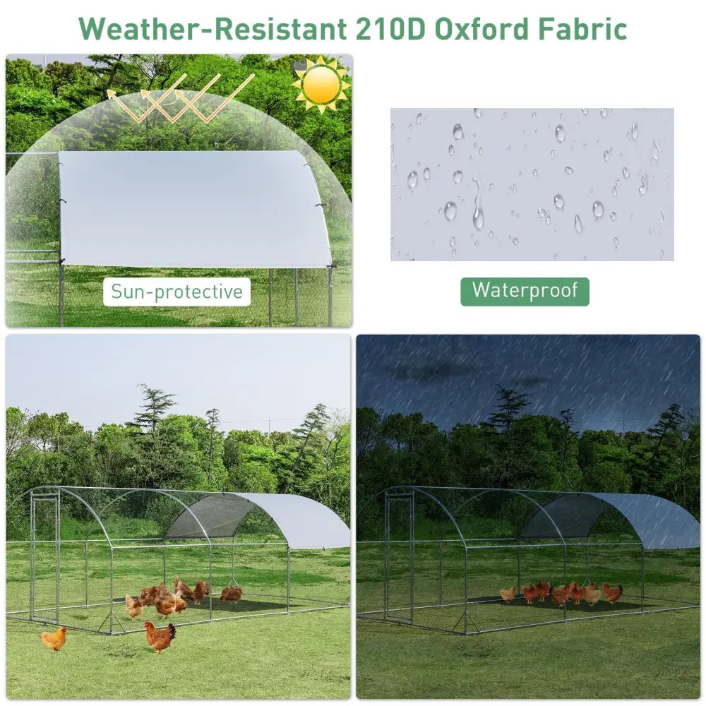 6.2 Feet/12.5 Feet/19 Feet Large Metal Chicken Coop Outdoor Galvanized Dome Cage with Cover-L - Black - Chicken Coops