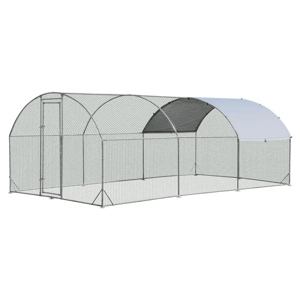 6.2 Feet/12.5 Feet/19 Feet Large Metal Chicken Coop Outdoor Galvanized Dome Cage with Cover-L - Black - Chicken Coops