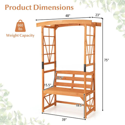 6.2 Feet Tall Patio Garden Arbor with Pergola and 2-Seat Bench for Garden Lawn Backyard Decoration-Yellow - Yellow