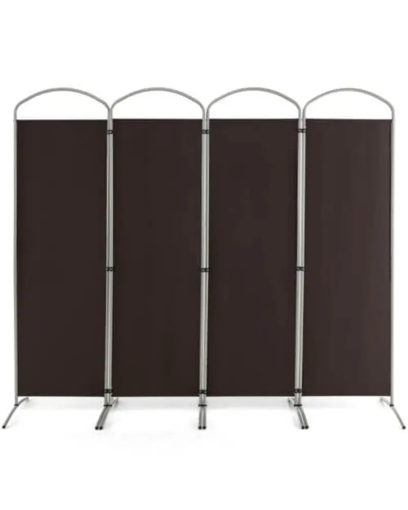 6.2Ft Folding 4-Panel Room Divider for Home Office Living Room -Brown - Brown - Room Dividers