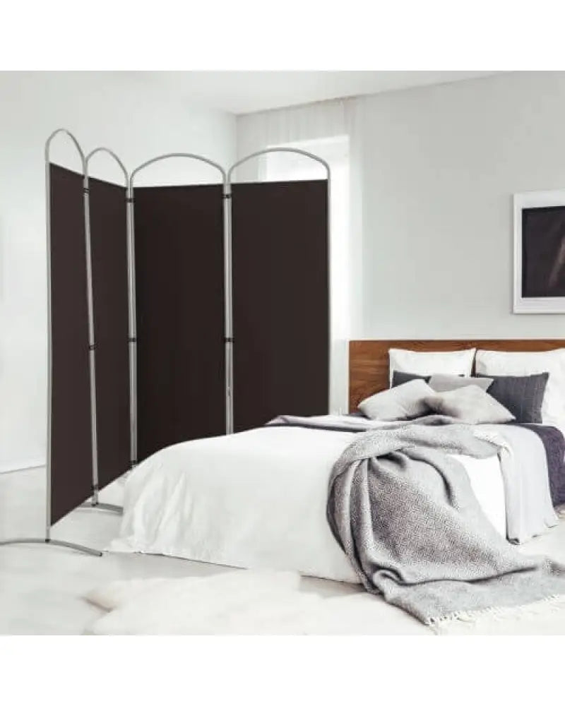 6.2Ft Folding 4-Panel Room Divider for Home Office Living Room -Brown - Brown - Room Dividers