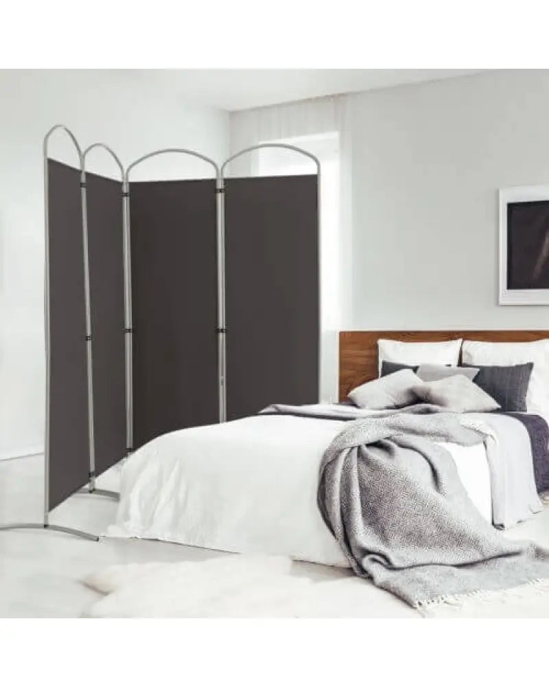6.2Ft Folding 4-Panel Room Divider for Home Office Living Room -Gray - Gray - Room Dividers