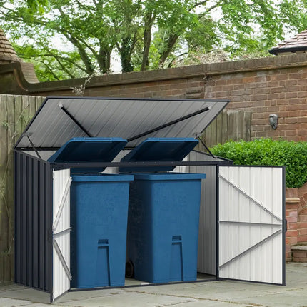 6.3 x 2.8 FT Metal Outdoor Storage Shed Rustproof Steel Tool Shed with Lockable Door-Gray - Gray - Sheds & Outdoor