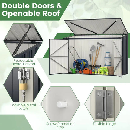 6.3 x 2.8 FT Metal Outdoor Storage Shed Rustproof Steel Tool Shed with Lockable Door-Gray - Gray - Sheds & Outdoor