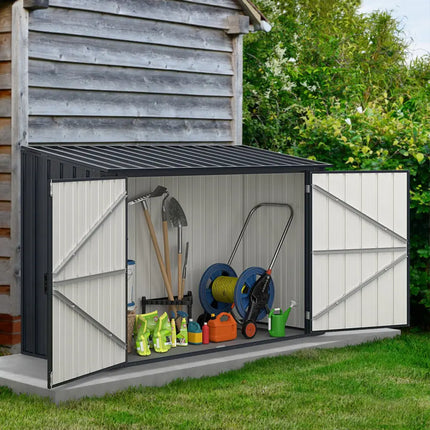 6.3 x 2.8 FT Metal Outdoor Storage Shed Rustproof Steel Tool Shed with Lockable Door-Gray - Gray - Sheds & Outdoor