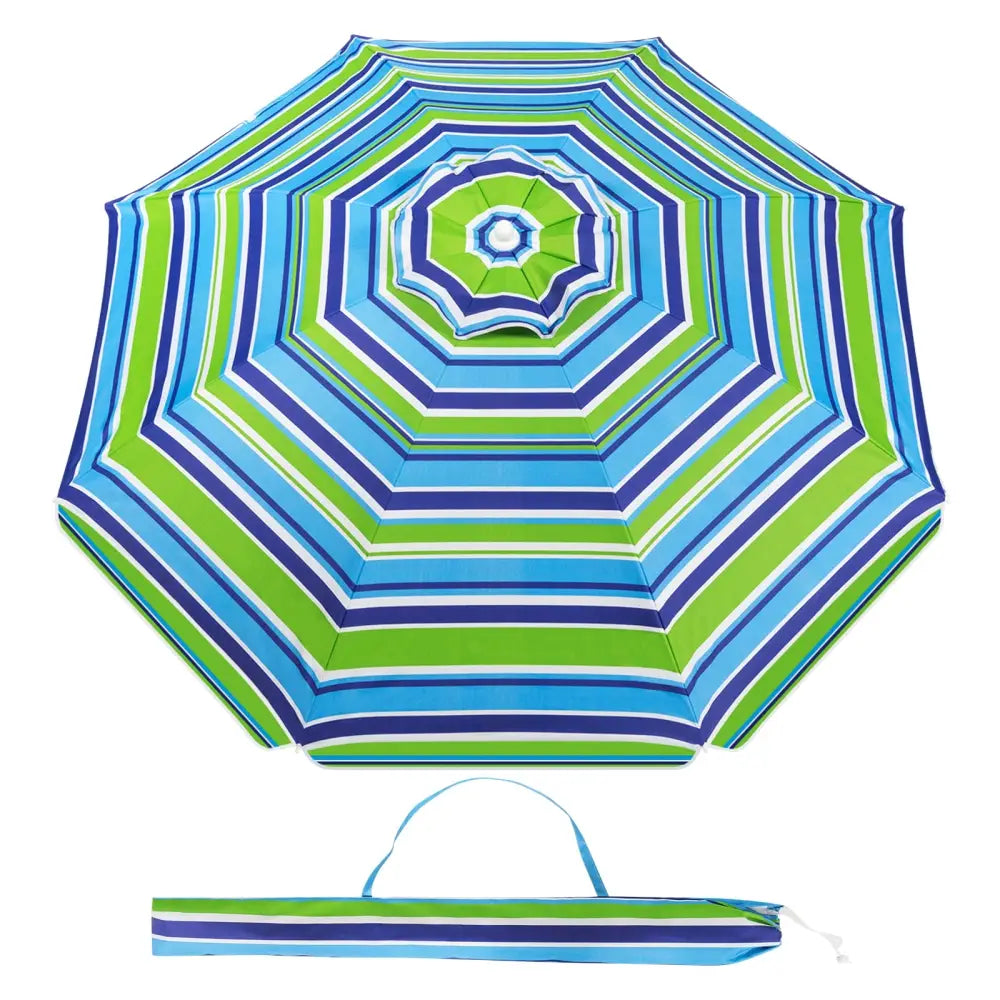6.5 Feet Beach Umbrella with Sun Shade and Carry Bag without Weight Base-Green - Green - Outdoor Umbrellas