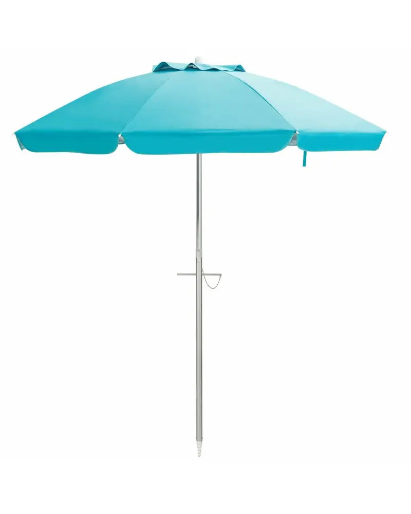 6.5 Feet Beach Umbrella with Sun Shade and Carry Bag without Weight Base-Blue - Blue - Outdoor Umbrellas