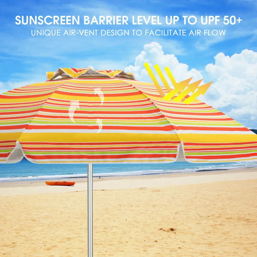 6.5 Feet Beach Umbrella with Sun Shade and Carry Bag without Weight Base-Orange - Orange - Outdoor Umbrellas