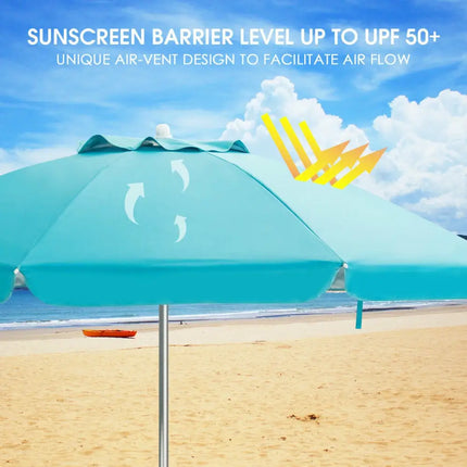 6.5 Feet Beach Umbrella with Sun Shade and Carry Bag without Weight Base-Blue - Blue - Outdoor Umbrellas