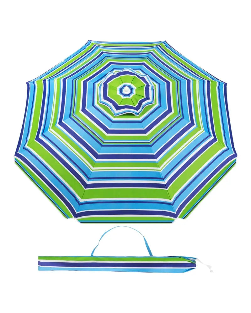 6.5 Feet Beach Umbrella with Sun Shade and Carry Bag without Weight Base-Green - Green - Outdoor Umbrellas