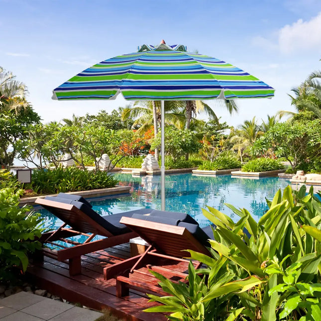 6.5 Feet Beach Umbrella with Sun Shade and Carry Bag without Weight Base-Green - Green - Outdoor Umbrellas