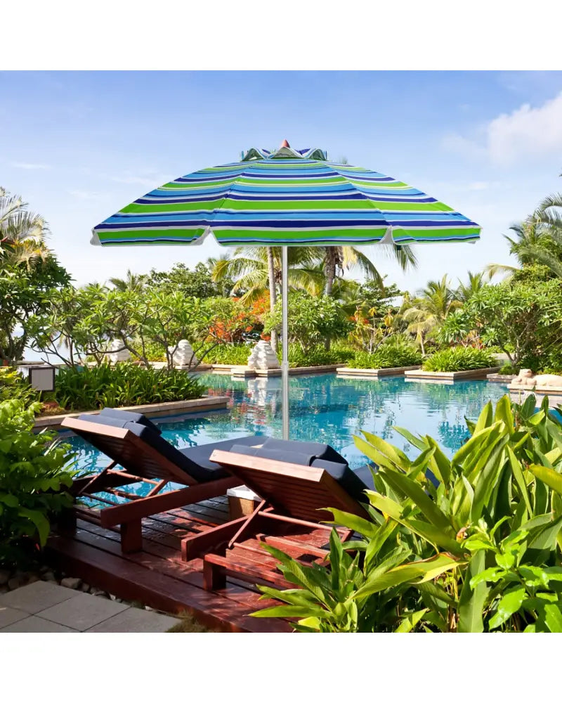 6.5 Feet Beach Umbrella with Sun Shade and Carry Bag without Weight Base-Green - Green - Outdoor Umbrellas