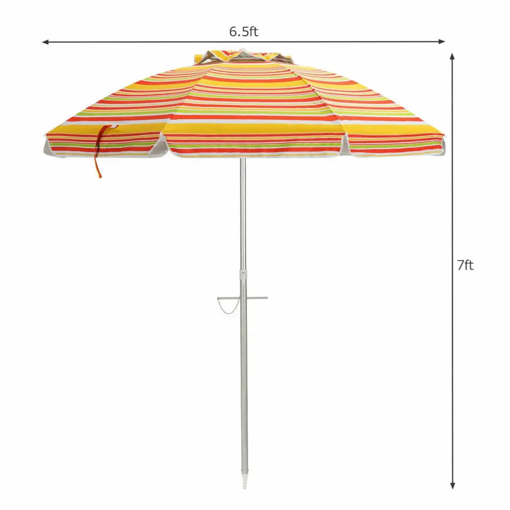 6.5 Feet Beach Umbrella with Sun Shade and Carry Bag without Weight Base-Orange - Orange - Outdoor Umbrellas