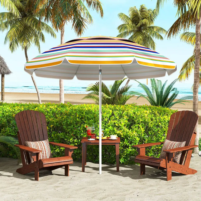 6.5 Feet Beach Umbrella with UPF50+ Sun Protection and Push Button Tilt-Colorful - Color - Outdoor Umbrellas