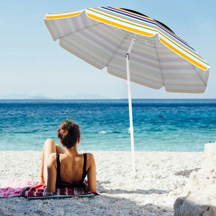 6.5 Feet Beach Umbrella with UPF50+ Sun Protection and Push Button Tilt-Colorful - Color - Outdoor Umbrellas