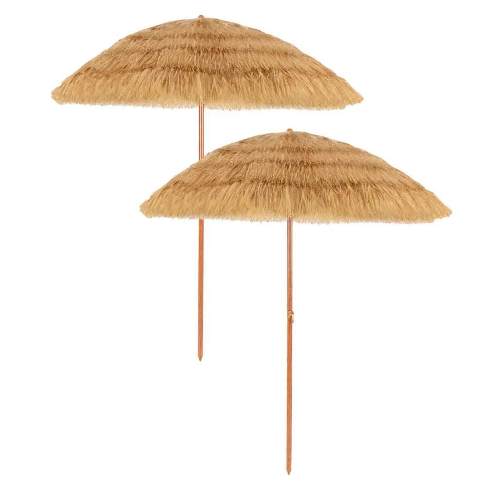 6.5 Feet Portable Thatched Tiki Beach Umbrella with Adjustable Tilt for Backyard - Outdoor Umbrellas