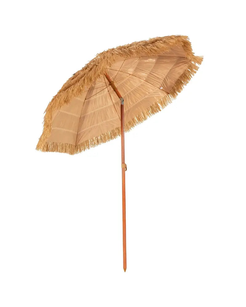 6.5 Feet Portable Thatched Tiki Beach Umbrella with Adjustable Tilt for Poolside and Backyard - Natural - Outdoor