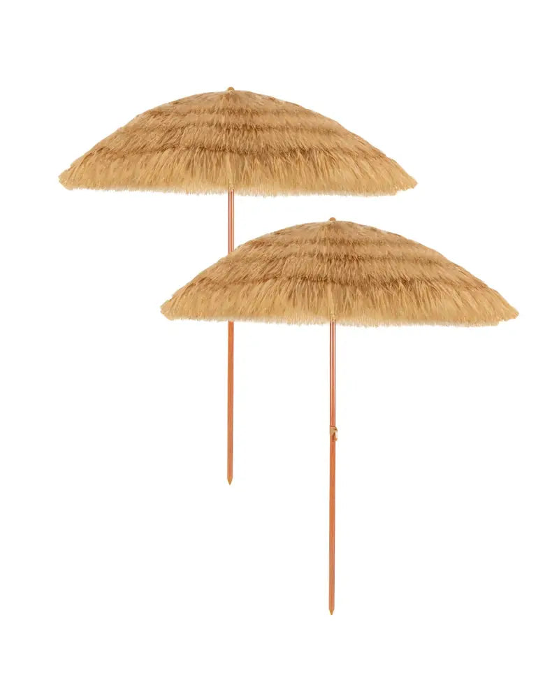 6.5 Feet Portable Thatched Tiki Beach Umbrella with Adjustable Tilt for Backyard - Outdoor Umbrellas