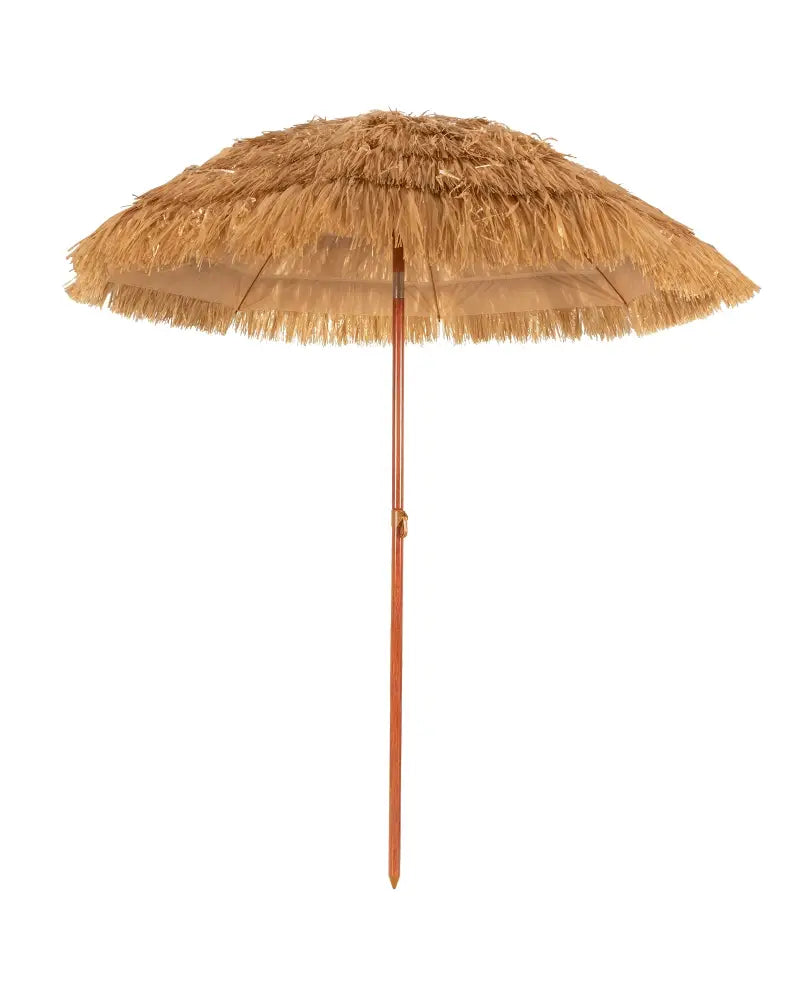 6.5 Feet Portable Thatched Tiki Beach Umbrella with Adjustable Tilt for Poolside and Backyard - Natural - Outdoor