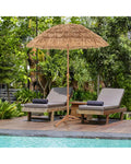 6.5 Feet Thatched Tiki Umbrella with Foldable Stand Push Button Tilt-Natural - Natural - Outdoor Umbrellas