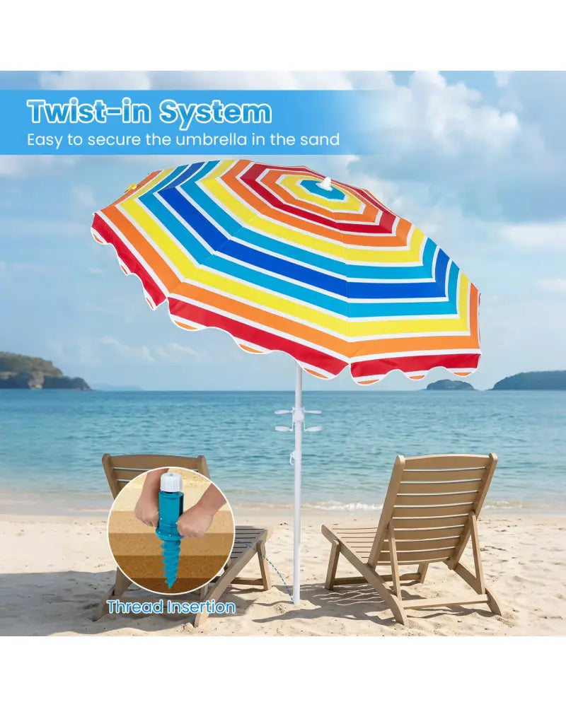 6.5 FT Beach Umbrella UPF 50+ with Sand Anchor for Garden Pool Backyard-Multicolor - Multicolor - Outdoor Umbrellas