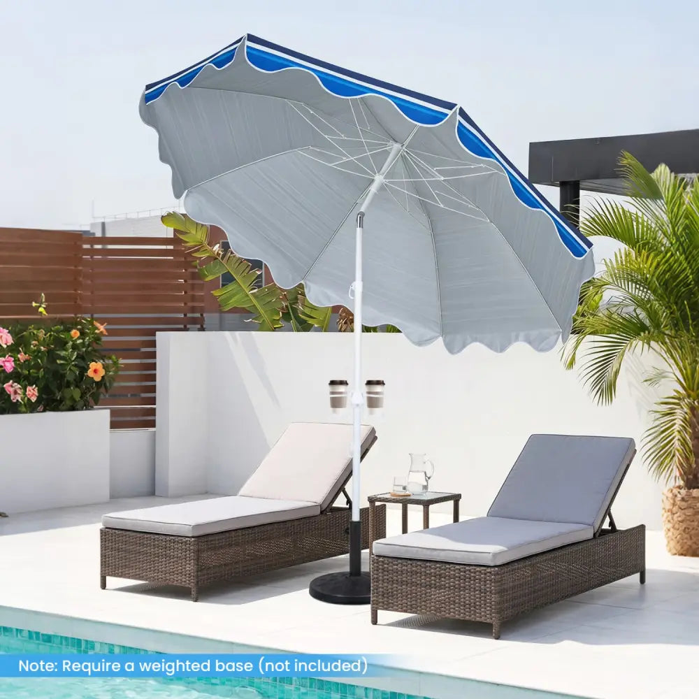 6.5 FT Beach Umbrella UPF 50+ with Sand Anchor for Garden Pool Backyard-Navy - Navy - Outdoor Umbrellas