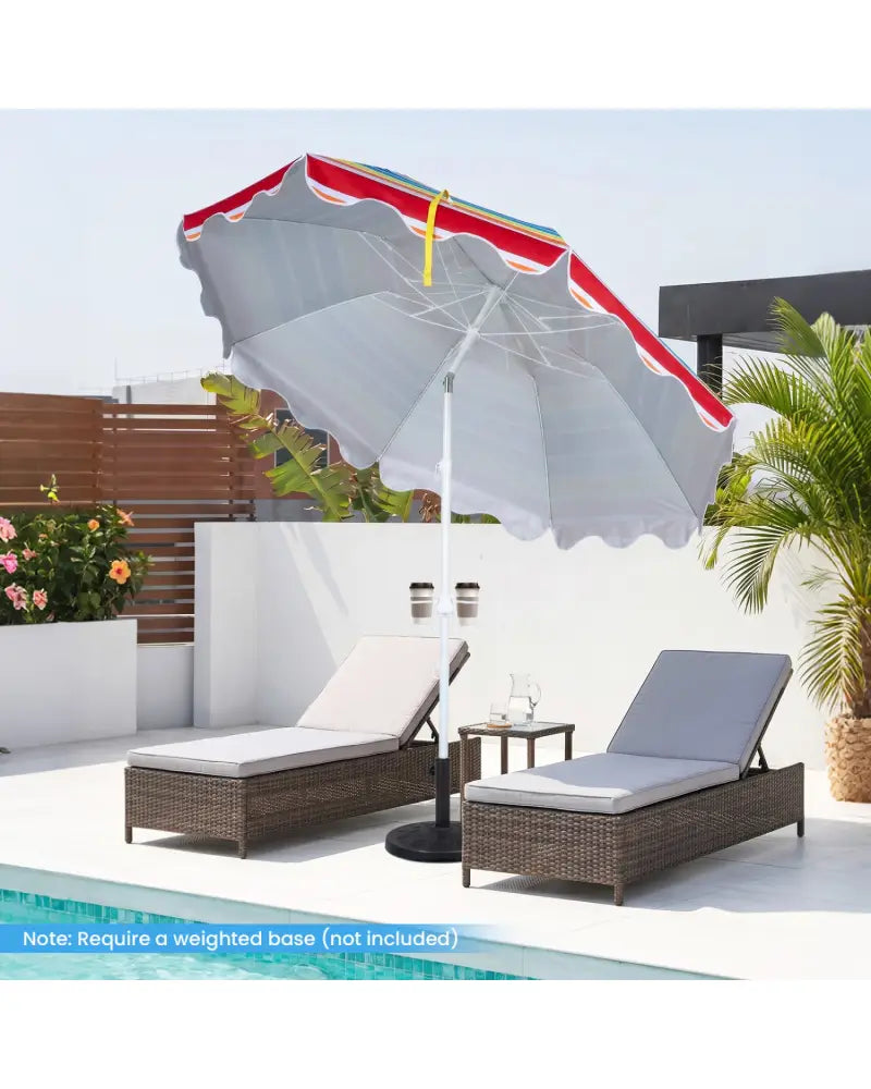 6.5 FT Beach Umbrella UPF 50+ with Sand Anchor for Garden Pool Backyard-Multicolor - Multicolor - Outdoor Umbrellas