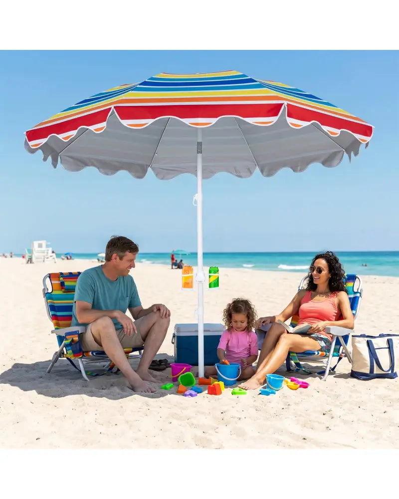6.5 FT Beach Umbrella UPF 50+ with Sand Anchor for Garden Pool Backyard-Multicolor - Multicolor - Outdoor Umbrellas