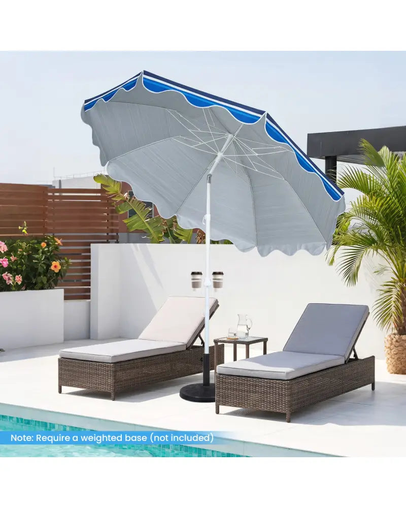 6.5 FT Beach Umbrella UPF 50+ with Sand Anchor for Garden Pool Backyard-Navy - Navy - Outdoor Umbrellas