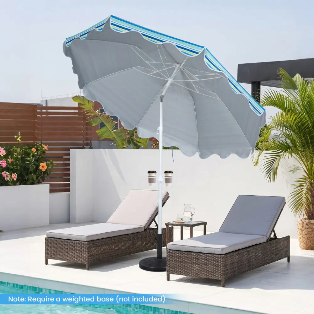 6.5 FT Beach Umbrella UPF 50+ with Sand Anchor for Garden Pool Backyard-Blue - Blue - Outdoor Umbrellas