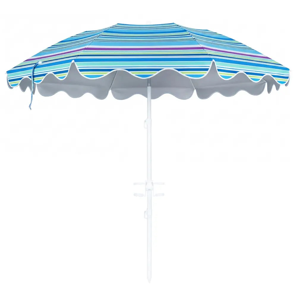 6.5 FT Beach Umbrella UPF 50+ with Sand Anchor for Garden Pool Backyard-Blue - Blue - Outdoor Umbrellas