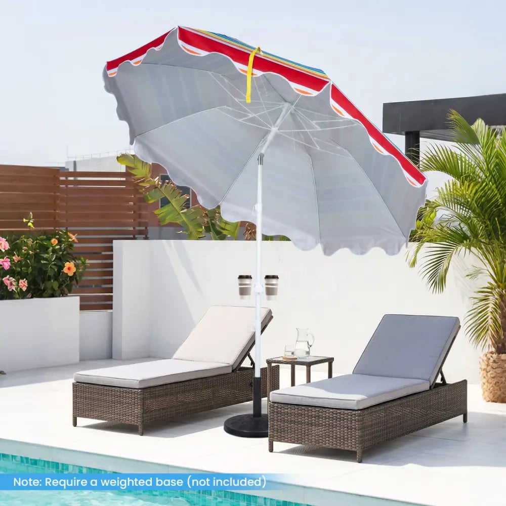 6.5 FT Beach Umbrella UPF 50+ with Sand Anchor for Garden Pool Backyard-Multicolor - Multicolor - Outdoor Umbrellas