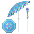 6.5 FT Beach Umbrella UPF 50+ with Sand Anchor for Garden Pool-Blue - Blue - Outdoor Umbrellas
