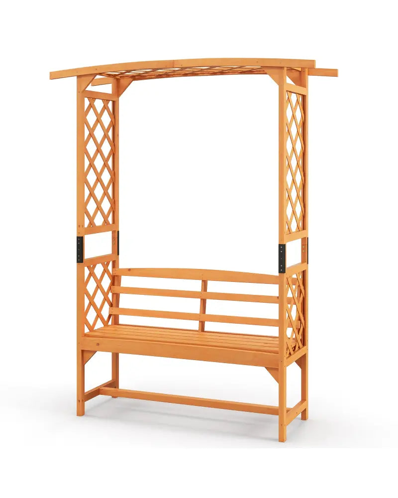 6.5 FT Tall Patio Garden Arbor with Pergola and 2-Seat Bench for Garden Backyard Decoration-Yellow - Yellow