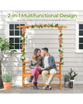 6.5 FT Tall Patio Garden Arbor with Pergola and 2-Seat Bench for Garden Backyard Decoration-Yellow - Yellow