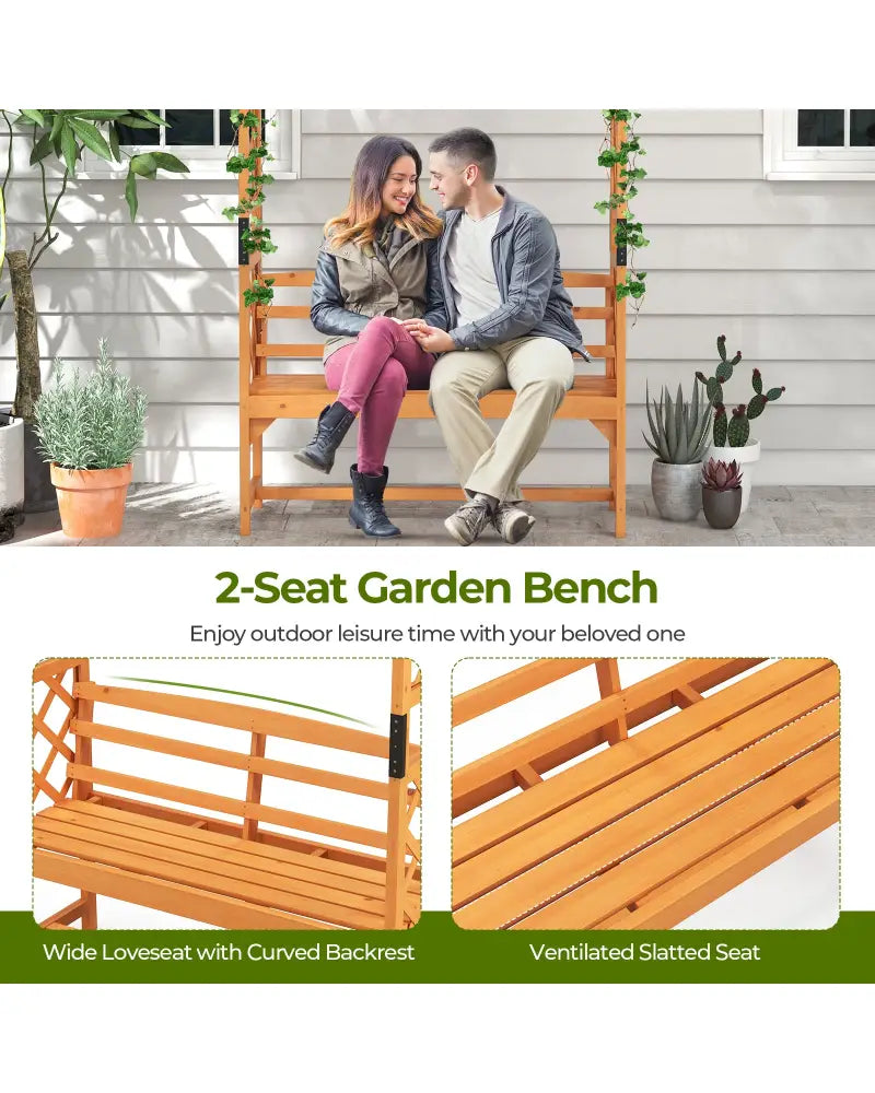 6.5 FT Tall Patio Garden Arbor with Pergola and 2-Seat Bench for Garden Backyard Decoration-Yellow - Yellow