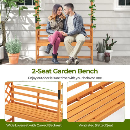 6.5 FT Tall Patio Garden Arbor with Pergola and 2-Seat Bench for Garden Backyard Decoration-Yellow - Yellow - Outdoor