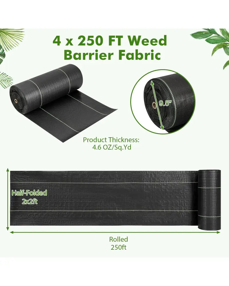 6.5 x 330/4 x 250/6 x 300 Feet Weed Barrier Landscape Fabric-4 ft - Black - Garden Tools