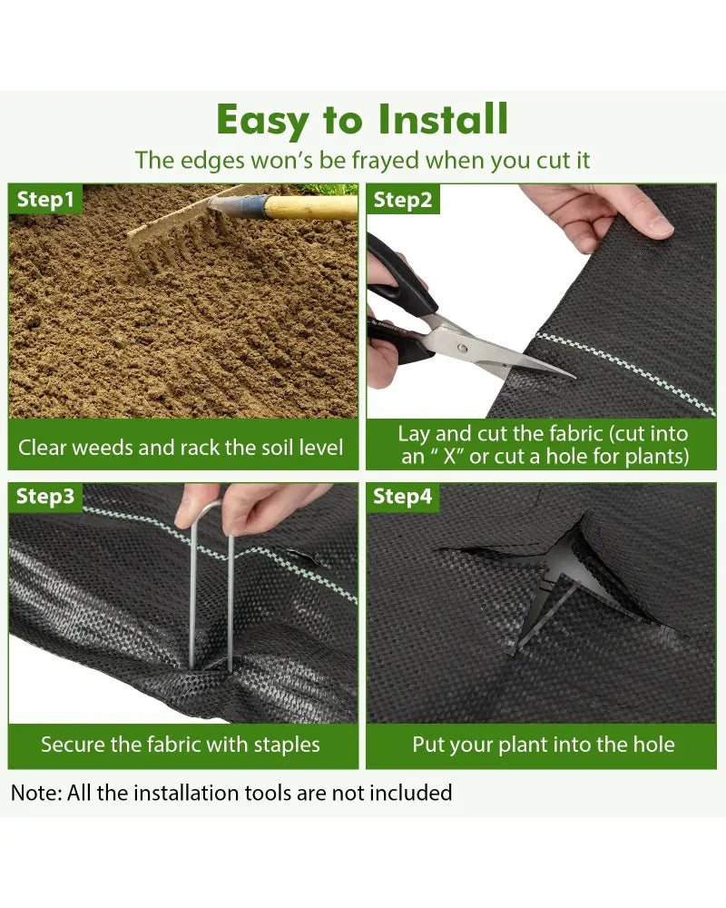 6.5 x 330/4 x 250/6 x 300 Feet Weed Barrier Landscape Fabric-4 ft - Black - Garden Tools