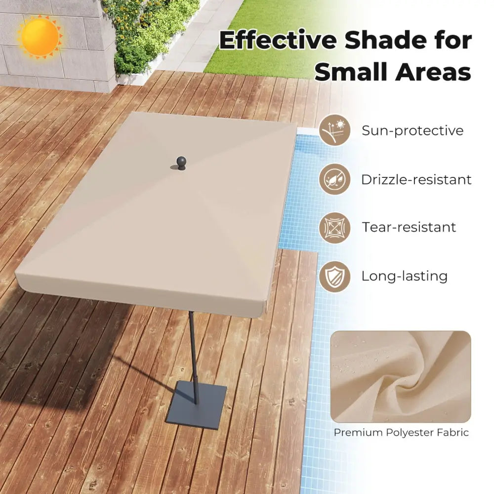 6.5 x 4.3 Feet Rectangular Outdoor Balcony Umbrella with Tilt Adjust Button-Beige - Beige - Outdoor Umbrellas