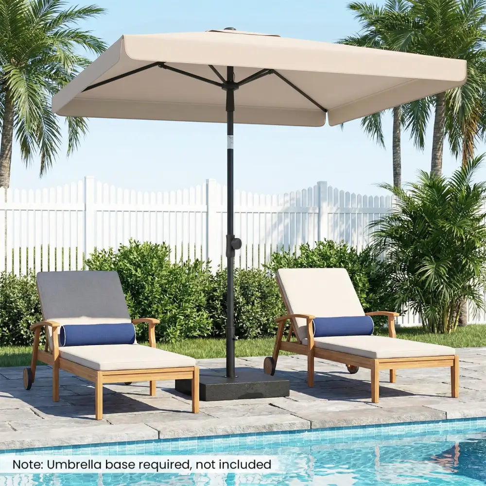 6.5 x 4.3 Feet Rectangular Outdoor Balcony Umbrella with Tilt Adjust Button-Beige - Beige - Outdoor Umbrellas