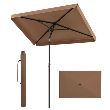 6.5 x 4.3 FT Rectangular Outdoor Balcony Umbrella with Tilt Adjust Button-Brown - Brown - Outdoor Umbrellas