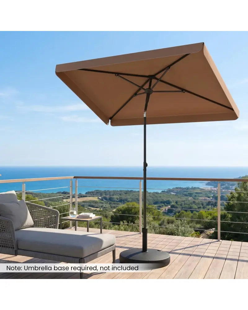 6.5 x 4.3 FT Rectangular Outdoor Balcony Umbrella with Tilt Adjust Button-Brown - Brown - Outdoor Umbrellas