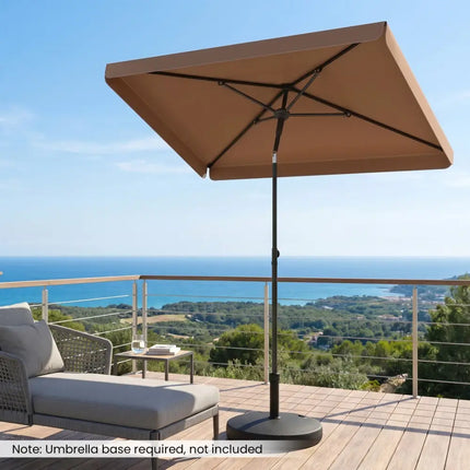 6.5 x 4.3 FT Rectangular Outdoor Balcony Umbrella with Tilt Adjust Button-Brown - Brown - Outdoor Umbrellas