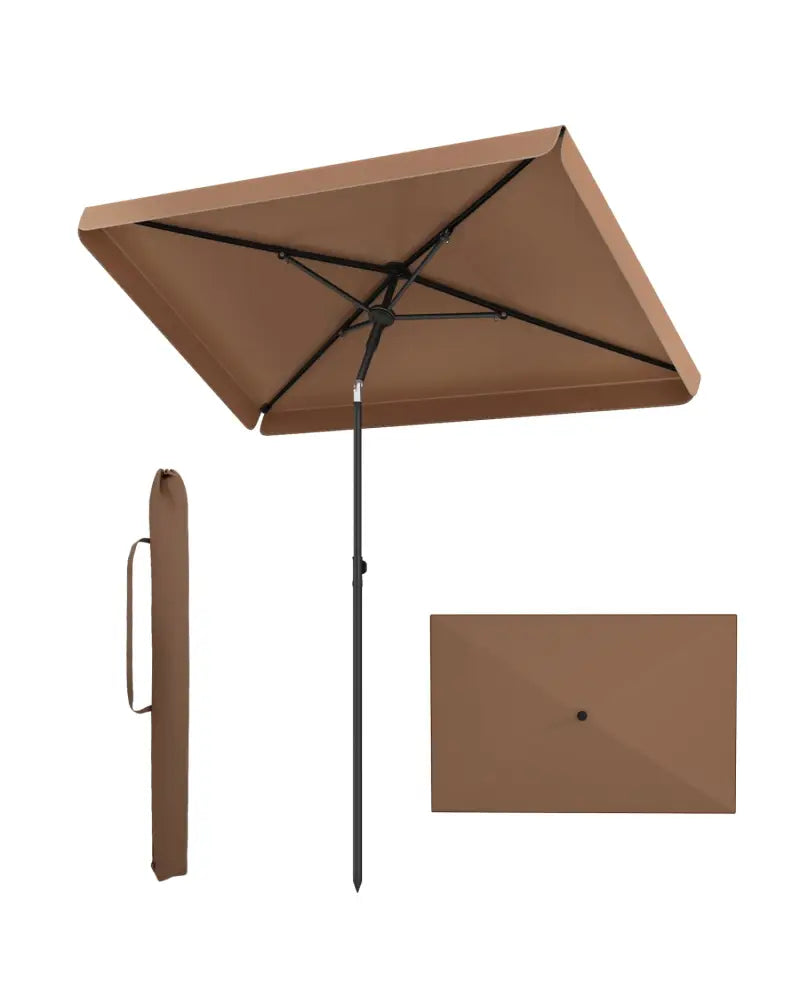 6.5 x 4.3 FT Rectangular Outdoor Balcony Umbrella with Tilt Adjust Button-Brown - Brown - Outdoor Umbrellas