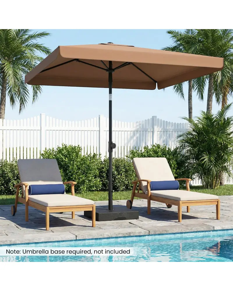 6.5 x 4.3 FT Rectangular Outdoor Balcony Umbrella with Tilt Adjust Button-Brown - Brown - Outdoor Umbrellas