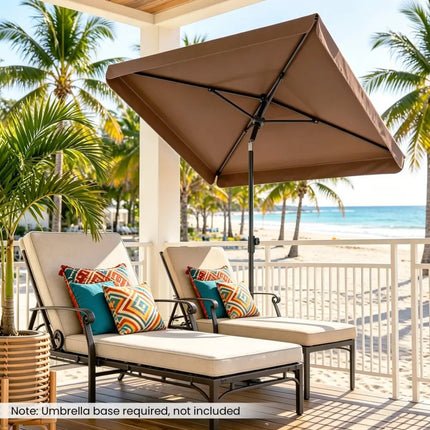 6.5 x 4.3 FT Rectangular Outdoor Balcony Umbrella with Tilt Adjust Button-Brown - Brown - Outdoor Umbrellas