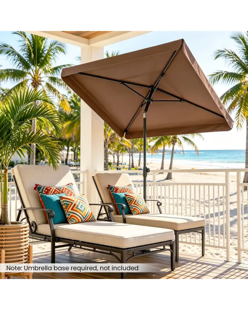 6.5 x 4.3 FT Rectangular Outdoor Balcony Umbrella with Tilt Adjust Button-Brown - Brown - Outdoor Umbrellas