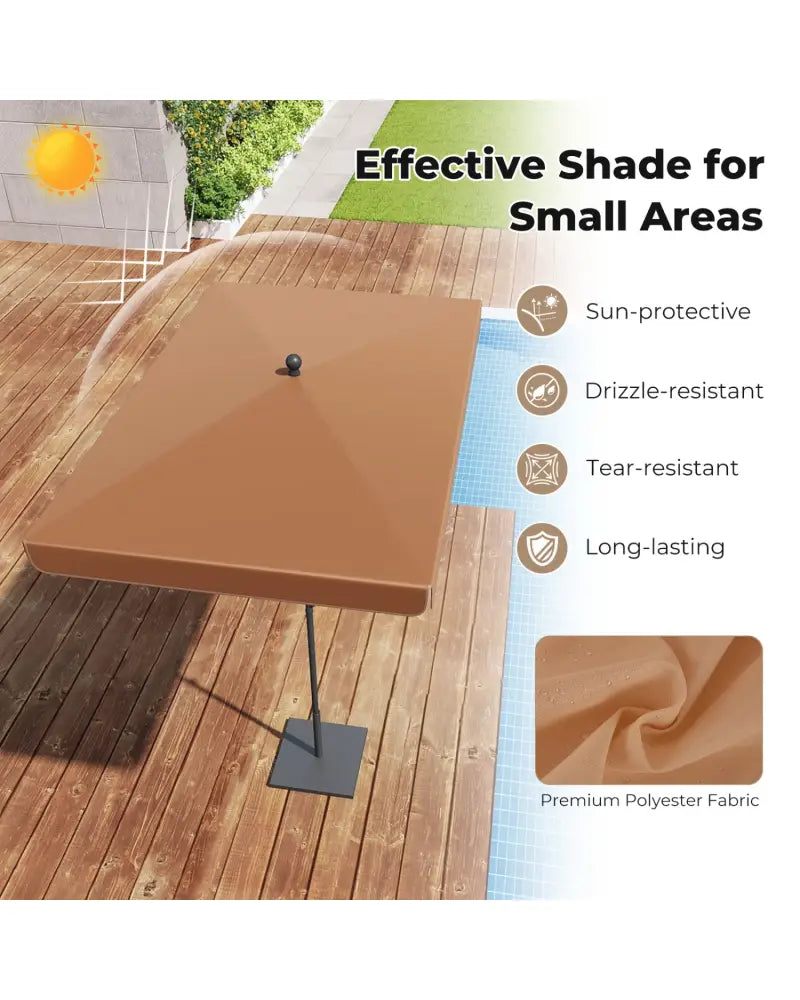 6.5 x 4.3 FT Rectangular Outdoor Balcony Umbrella with Tilt Adjust Button-Brown - Brown - Outdoor Umbrellas