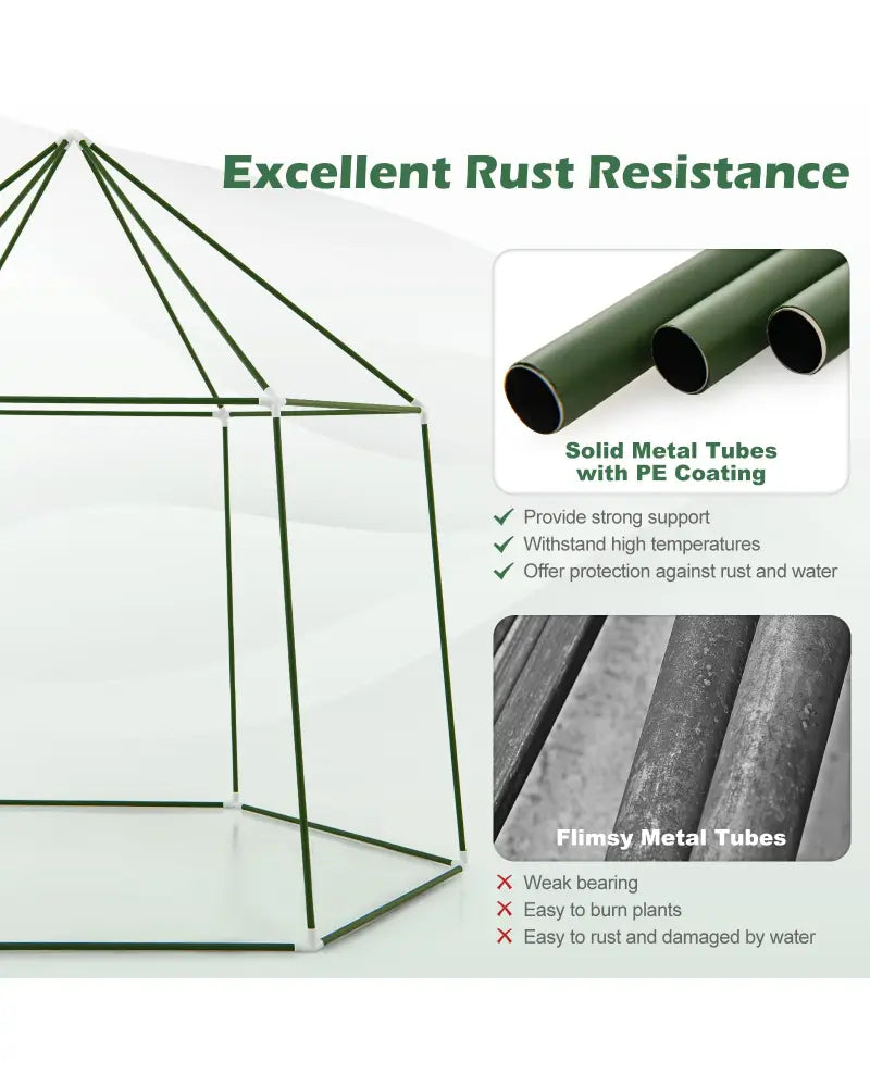 6.5 x 5.6 x 6.2 FT Mini Walk-in Greenhouse Portable Outdoor Warm House for Winter with PE Cover-Green - Green